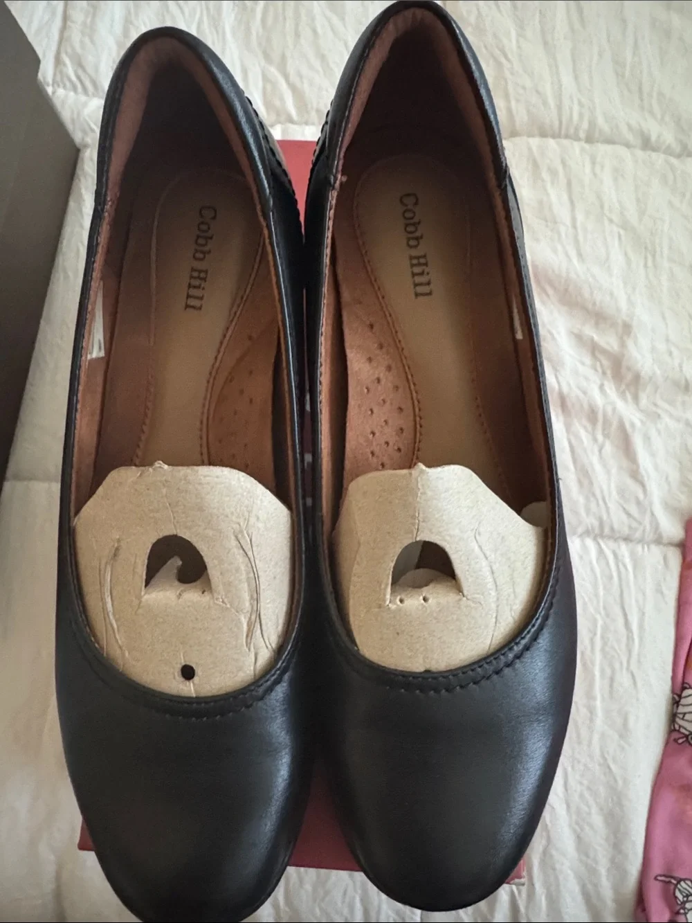 Cobb Hill by New Balance Black Leather Flats with Rounded Toe